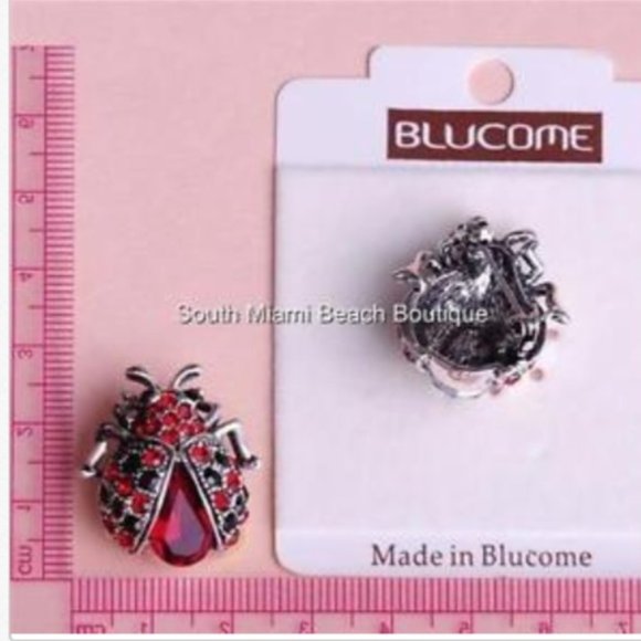 Vtg Ladybug Pin Brooch Silver Plated Red Black Crystal Crystals Insect Lady Bug - Picture 5 of 5